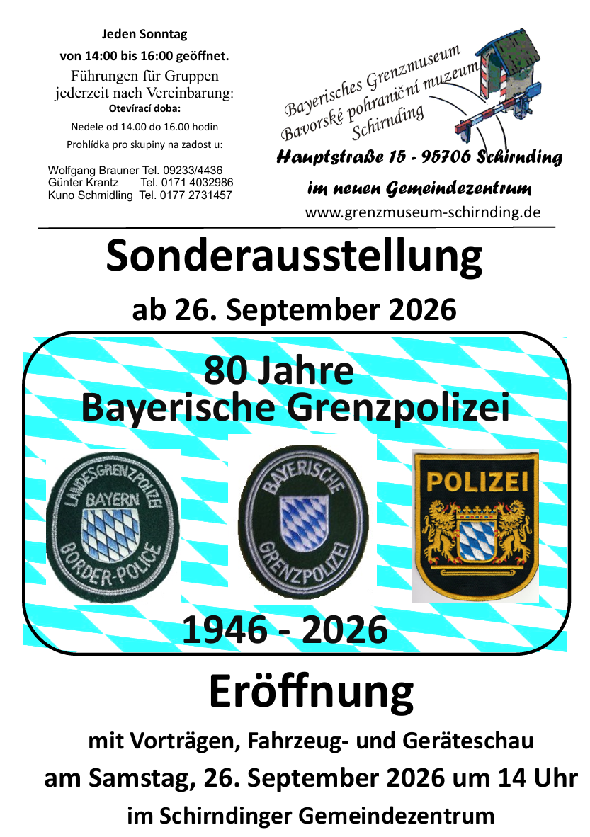 Plakat der Sonderausstellung: 80 Jahre Bayerische Grenzpolizei 1946–2026