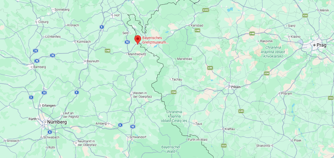 Übersichtskarte der Lage des Bayerischen Grenzmuseums Schirnding in der Region